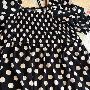 Ava & Viv Black and White Polka Dot Midi Dress
